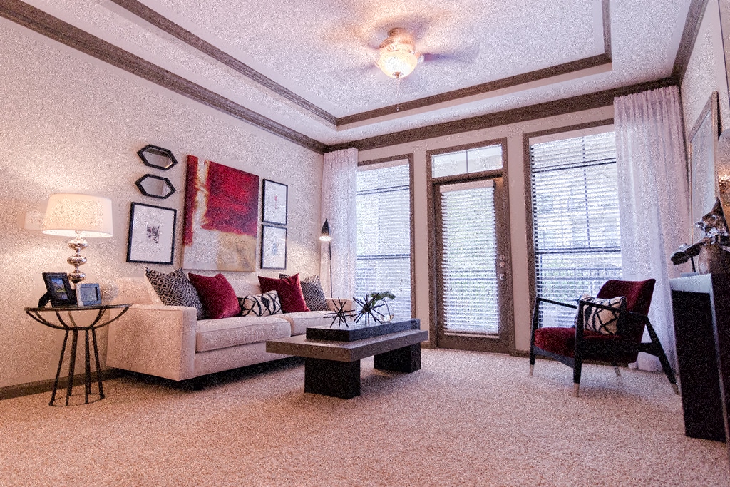 a living room with a couch and a coffee table