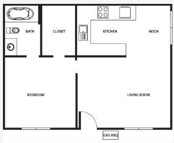 Westpark Plaza 1x1 Floorplan