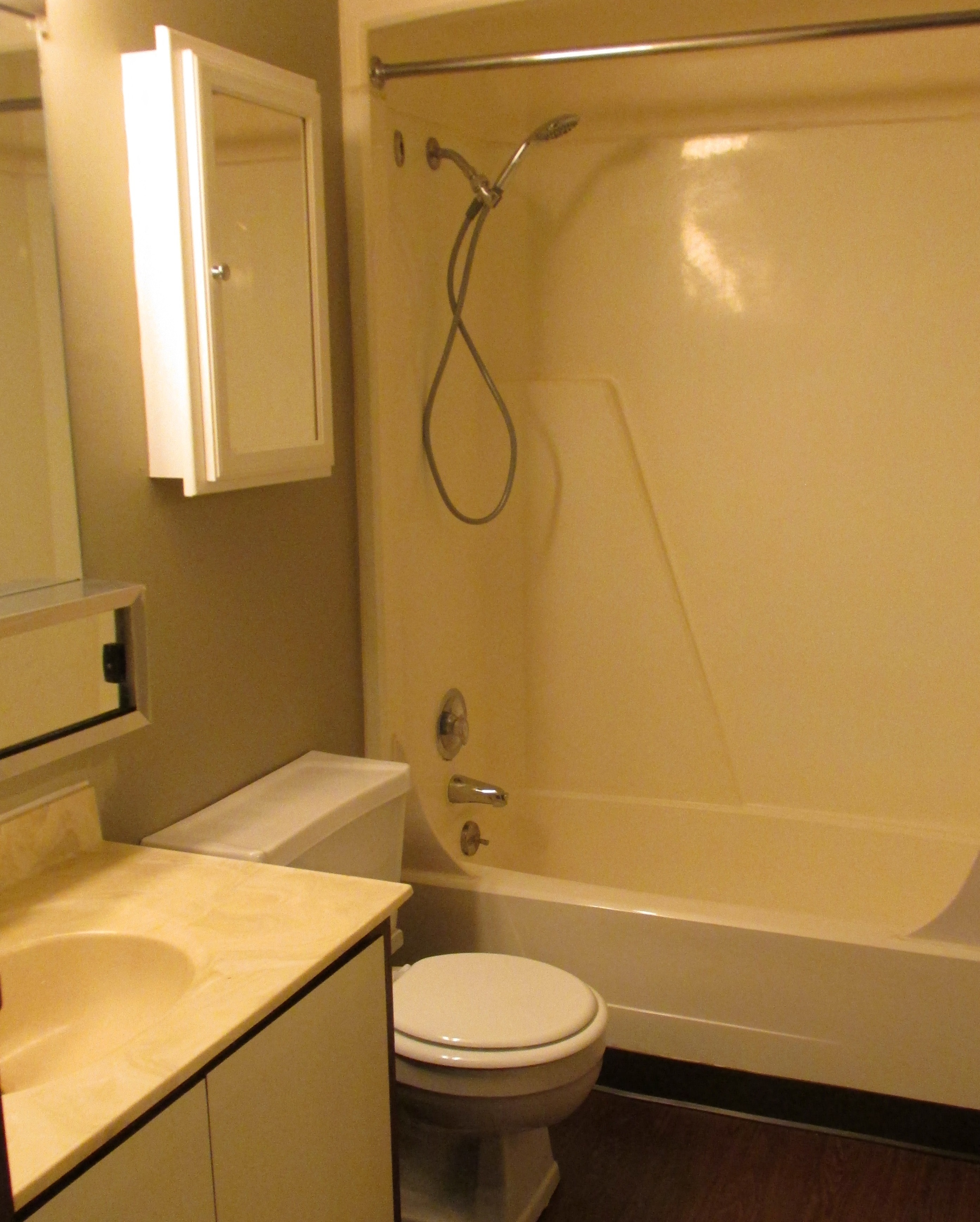 a bathroom with a toilet and a tub and a sink