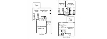 2 Bedroom 1 Car Garage With Basement (Styles Vary)