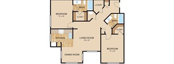 2 Bedroom_2 Bath Floor Plan, at Autumn Grove Apartments, Omaha, Nebraska 68135