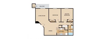 2 Bedroom 1 Bath Floor Plan, at Falgrove, The, 5410 S 111th Plz, Omaha