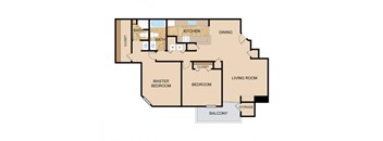 2 Bedroom _1 Bath Floor Plan, at Falgrove, The, 5410 S 111th Plz, Nebraska