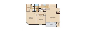 2 Bedroom 2 Bath Floor Plan, at Falgrove, The, Omaha, Nebraska