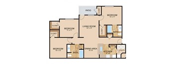 Martha's Vineyard Floor Plan, at Landings Apartments, Bellevue, NE 68123