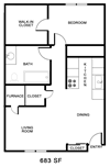 1 bedroom 683