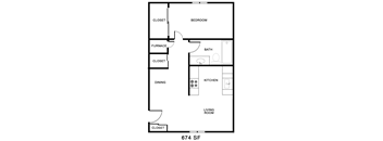 1 bedroom 674
