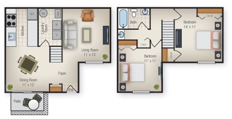 2 BR - Palmer Floor Plan 2