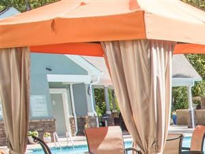 outside seating at resort style pool