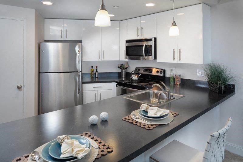 Upgraded stainless steel appliances.