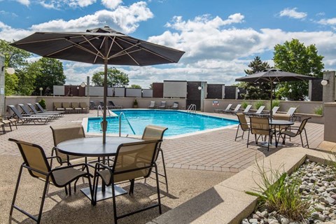A beautiful view of the community pool.
