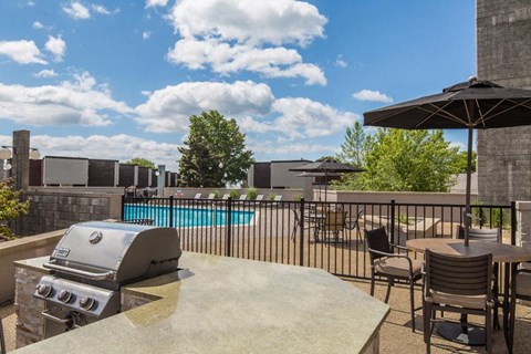 Poolside and outdoor grills.