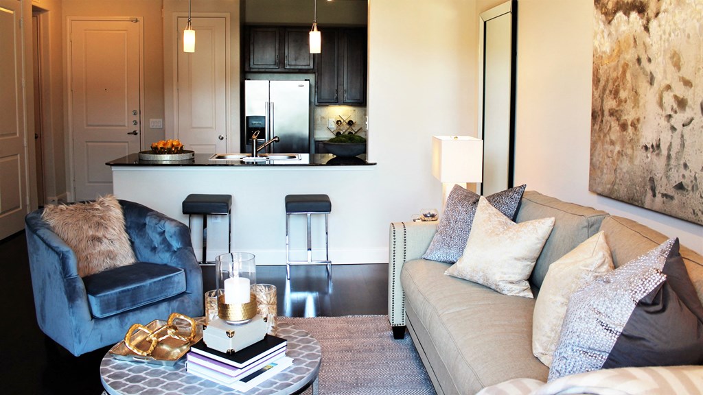 a living room with a couch and a coffee table