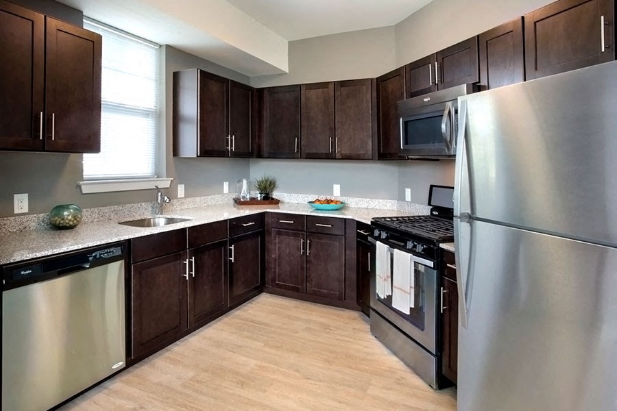 Fully Equipped Kitchen Includes Frost-Free Refrigerator, Electric Range, & Dishwasher at The Waverly at Neptune, Neptune, 07753