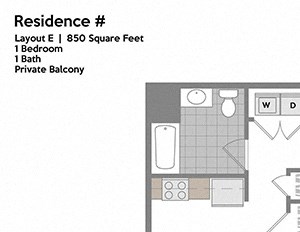 Layout E 1 Bed 1 Bath Floor Plan Layout E 1 Bed 1 Bath Floor Plan at The Waverly at Neptune, Neptune, New Jersey