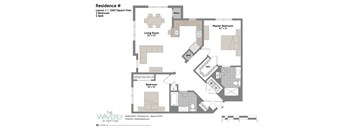 2 Bedroom 2 Bathroom Floor Plan at The Waverly at Neptune, Neptune, NJ, 07753