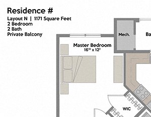 Layout N 2 Bed 2 Bath Floor Plan Layout N 2 Bed 2 Bath Floor Plan at The Waverly at Neptune, Neptune