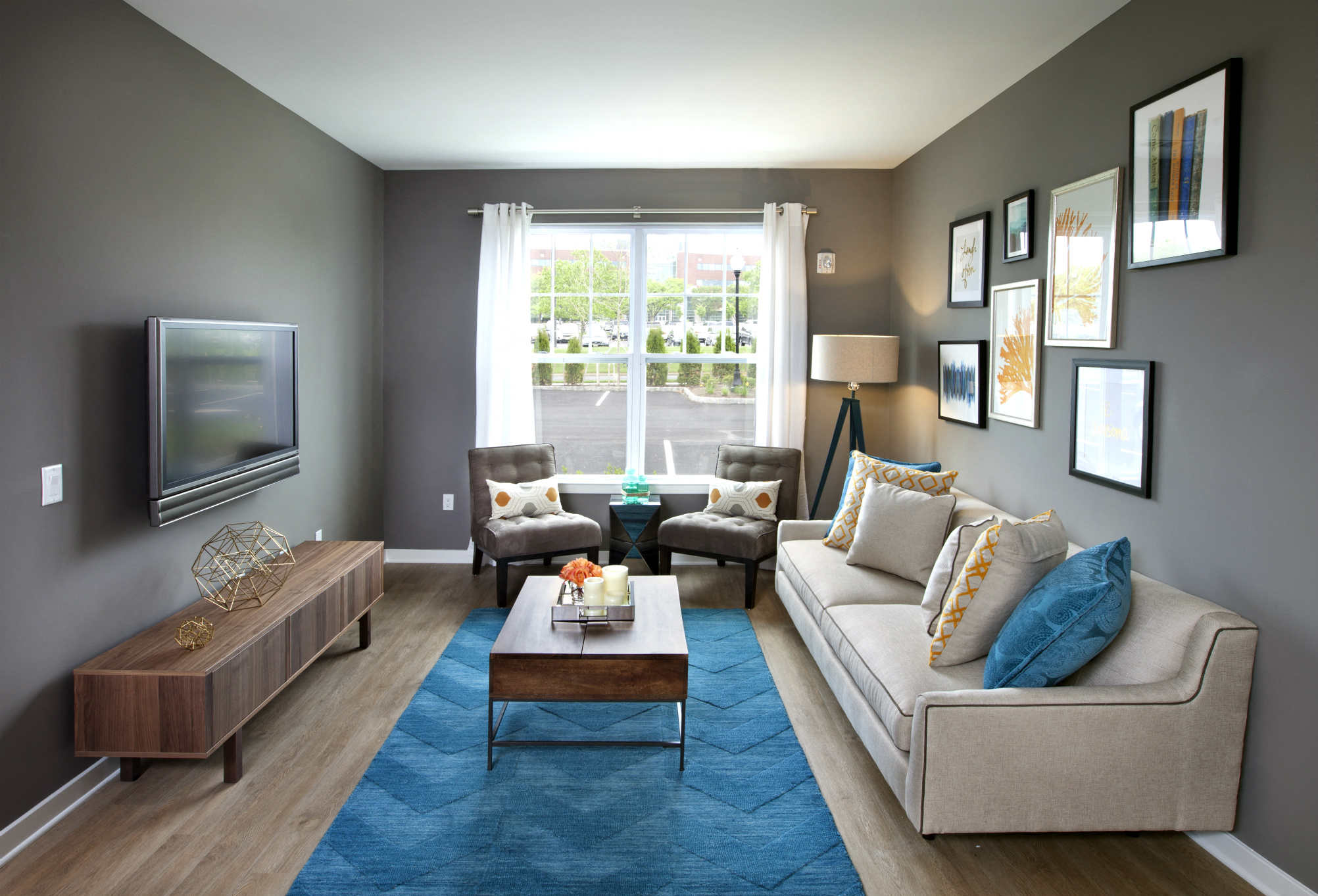 Nice Living Room with TV at The Waverly at Neptune