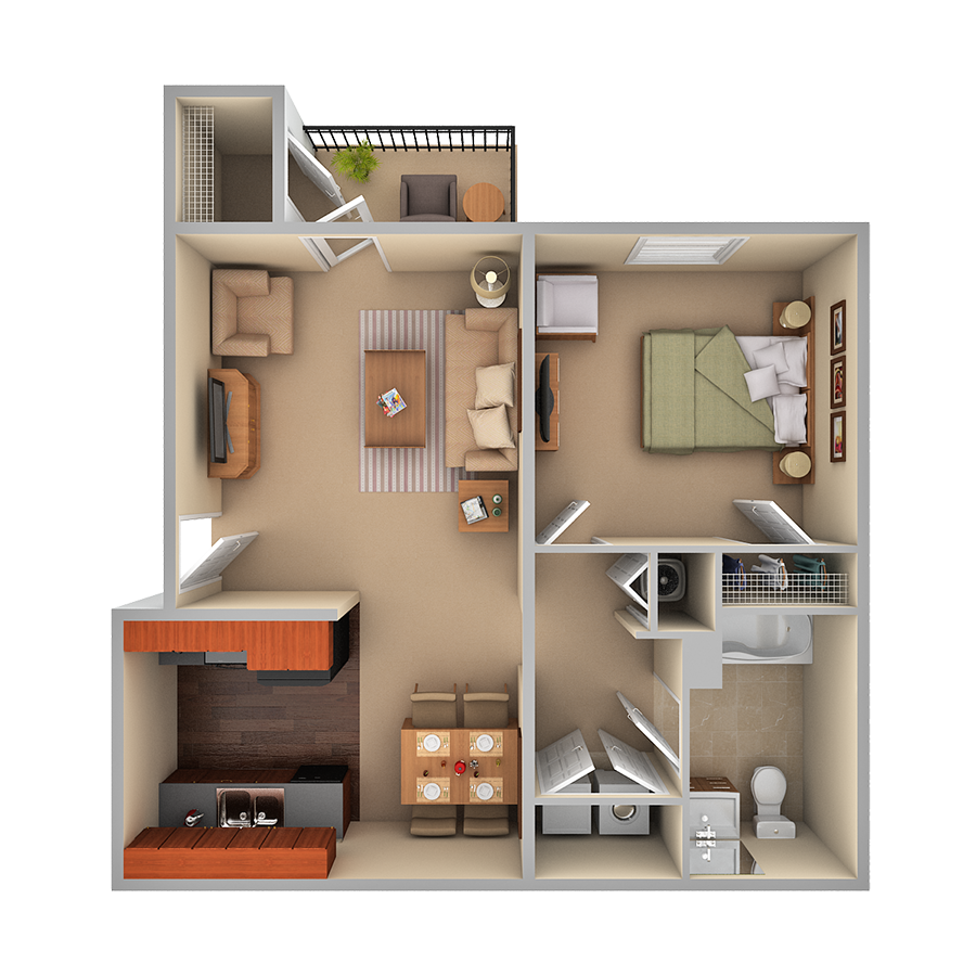 1 Bedroom Floor Plan 1
