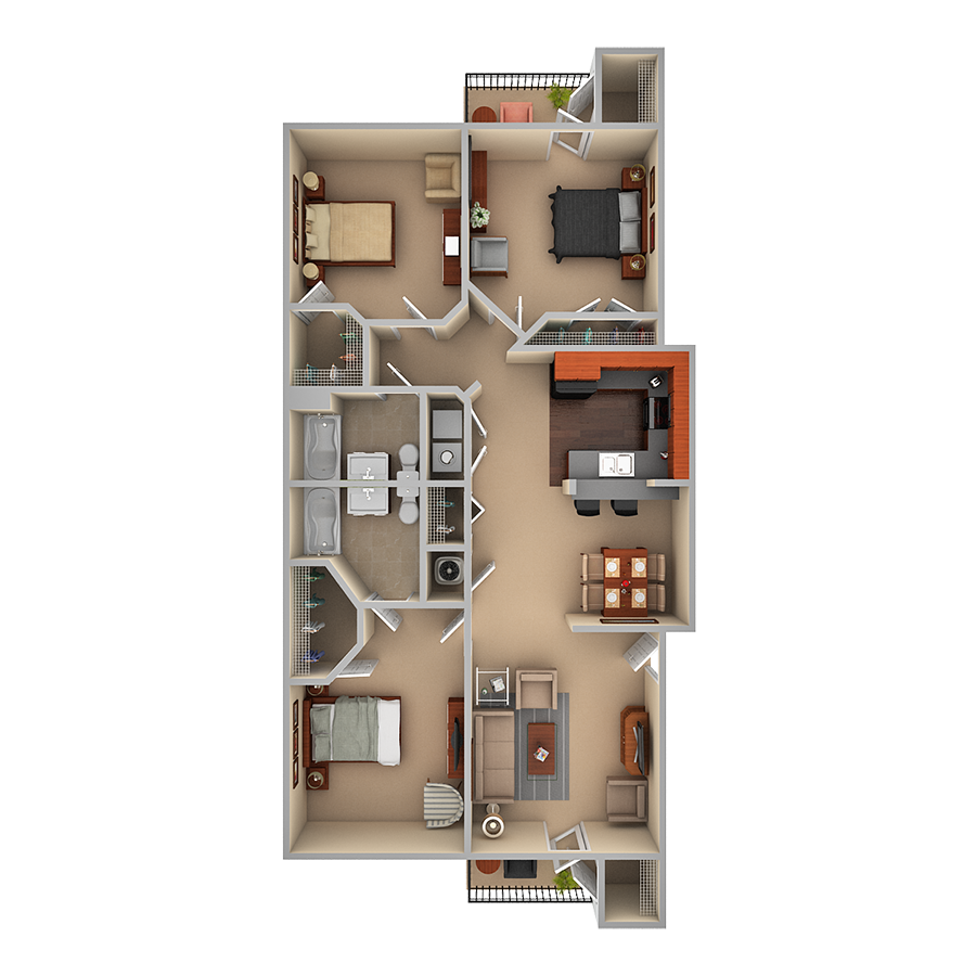3 Bedroom Floor Plan 3