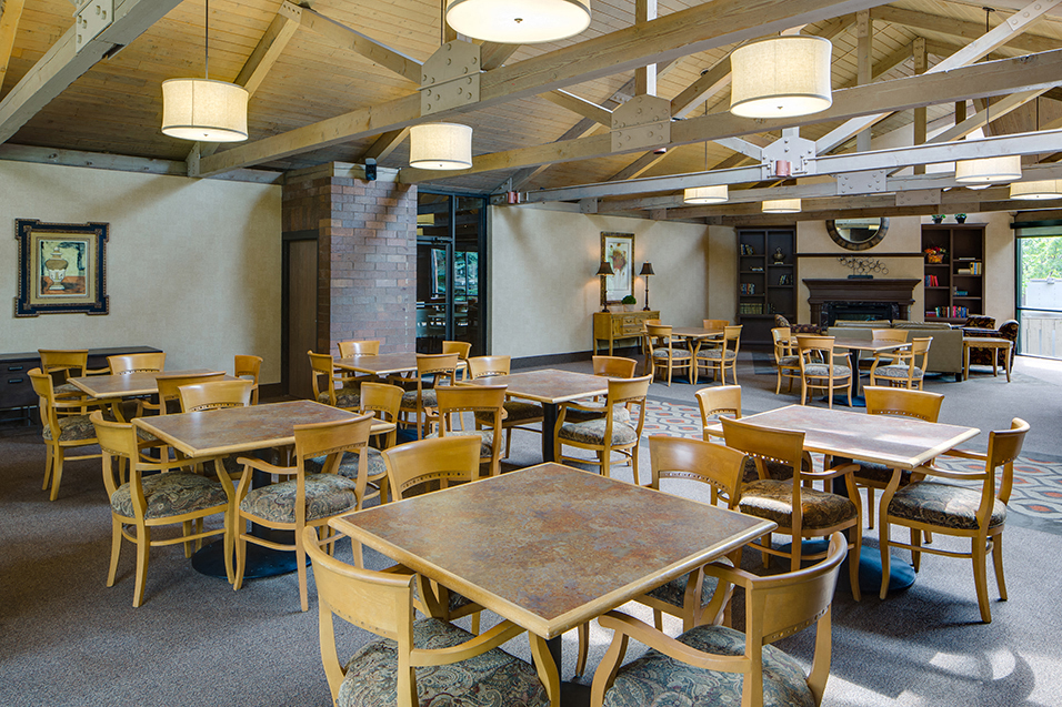 Community room with half a dozen game tables