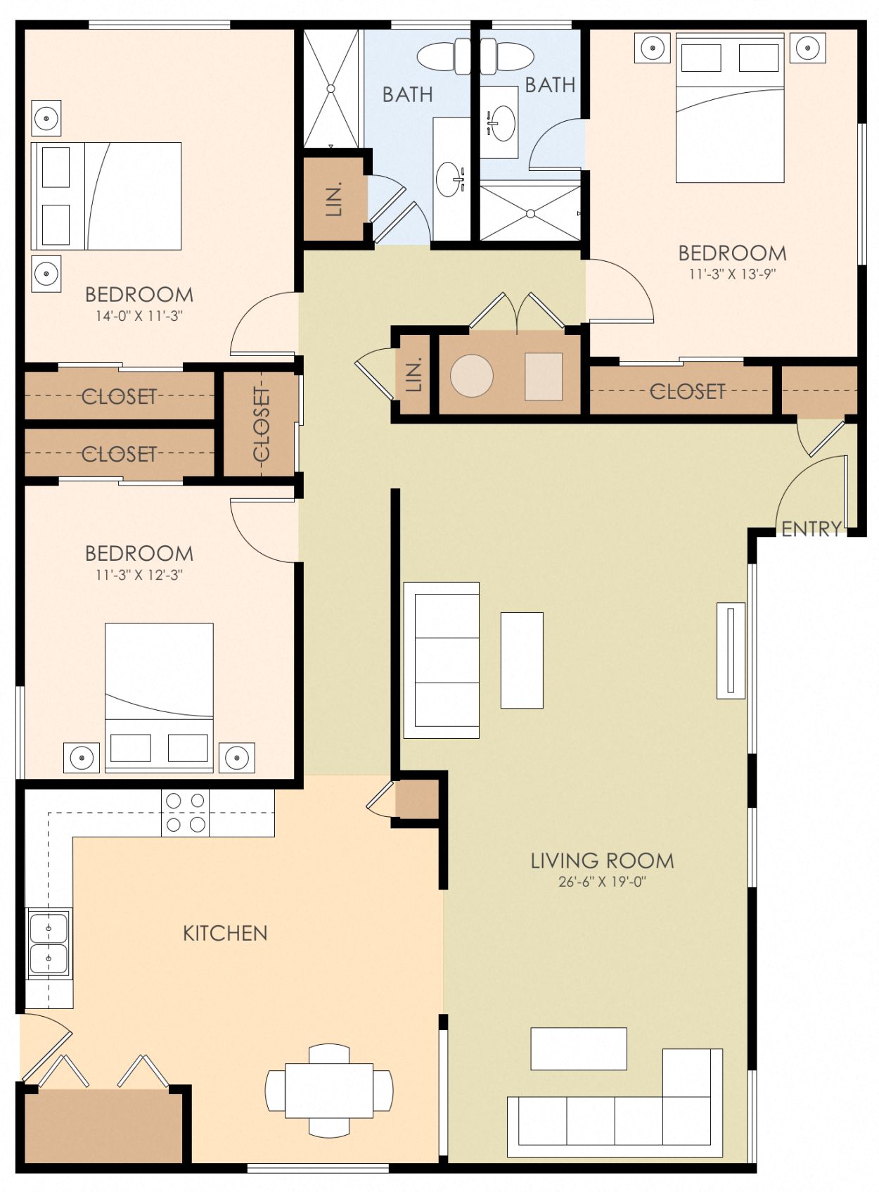 Three Bedroom Two Bath