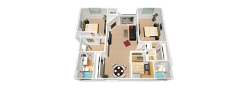 floor plan of unit 22 at The Village Apartments, California