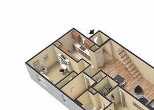 2 Bed - 2 Bath Santorini Loft Floor Plan 2 Bed - 2 Bath Santorini Loft Floor Plan at Le Blanc Apartment Homes, Canoga Park, CA, 91304