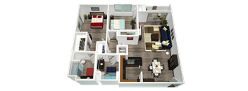 a bedroom with a bed and a chair in a room at Legacy Apartments, Northridge, CA