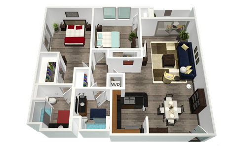 a bedroom with a bed and a chair in a room at Legacy Apartments, Northridge, CA