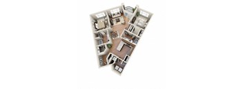 2 bed 2 bath The Baja Floor Plan at LangTree Lake Norman Apartments, North Carolina