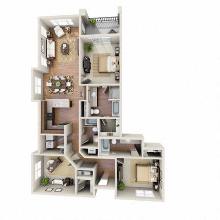 The Sundancer Floor Plan The Sundancer Floor Plan at LangTree Lake Norman Apartments, Mooresville, NC, 28117