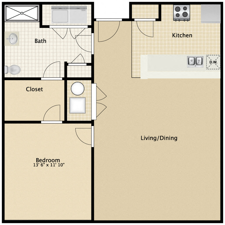 South: 1 Bedroom Accessible