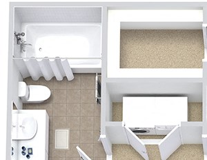 The Benson 3D The Benson 3D 1 bedroom apartment. Kitchen with bartop open to living room. 1 full bathroom. Walk-in closet. Patio/balcony with storage..