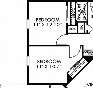 Castellon with Fenced-in Yard Castellon with Fenced-in Yard. 2 bedroom apartment. Kitchen with bartop open to living room. 2 full bathrooms, double vanities. Walk-in closet in master. Patio/balcony open to yard. External storage.