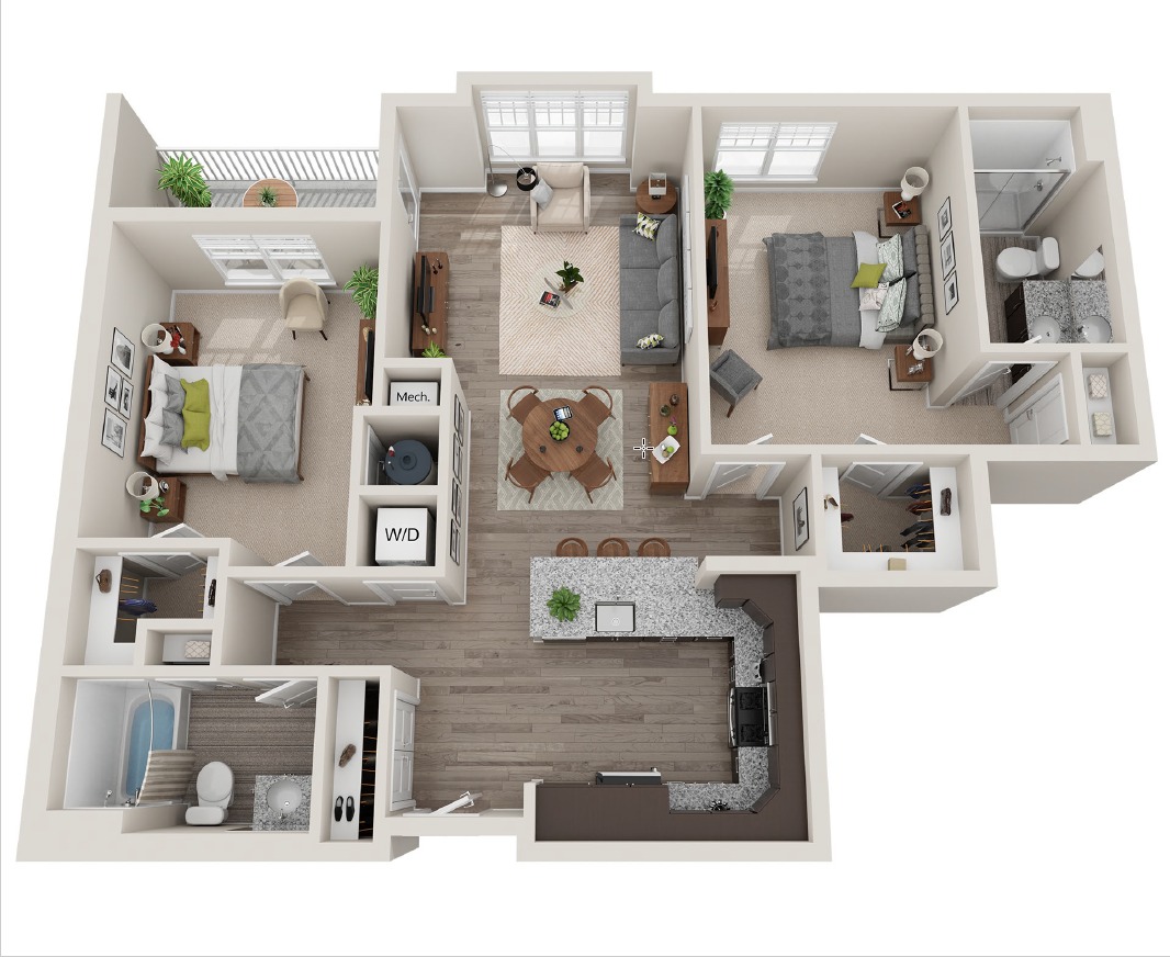 2Bed 2Bath-F-FloorPlan at Axis at Lakeshore Apartments, Massachusetts
