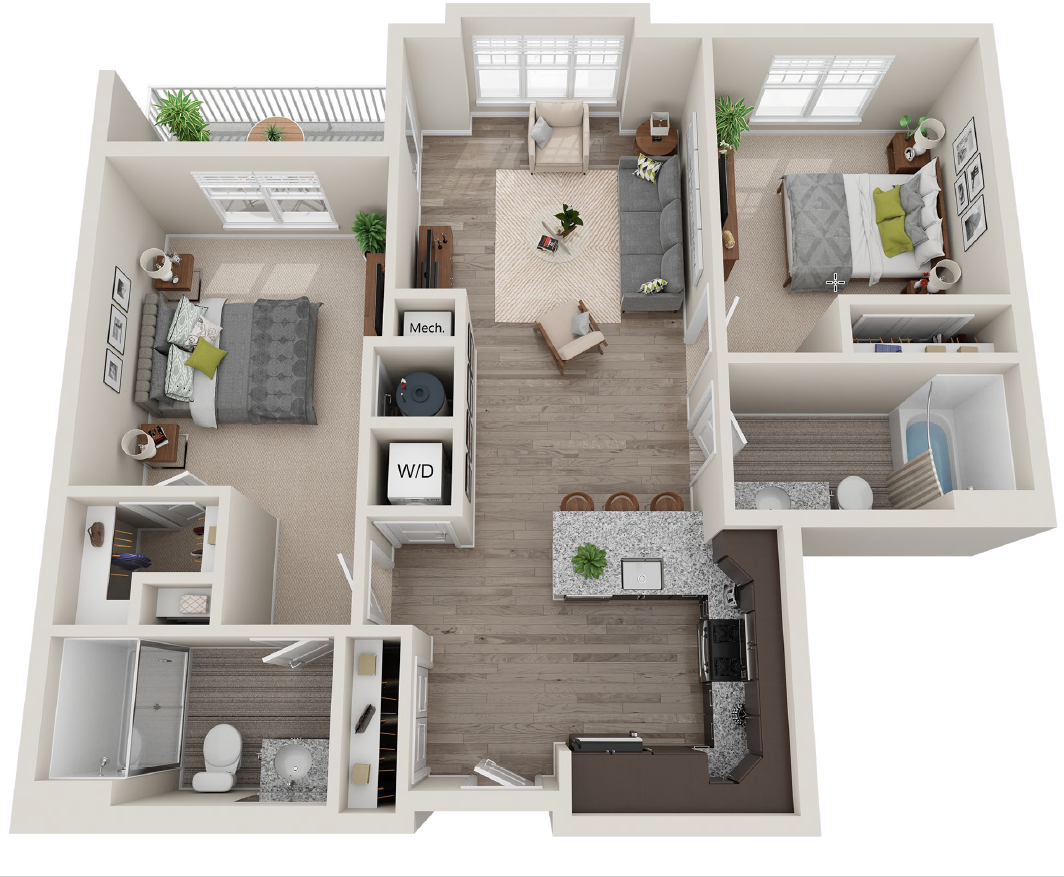 2Bed 2Bath-G-FloorPlan at Axis at Lakeshore Apartments, Massachusetts, 02324