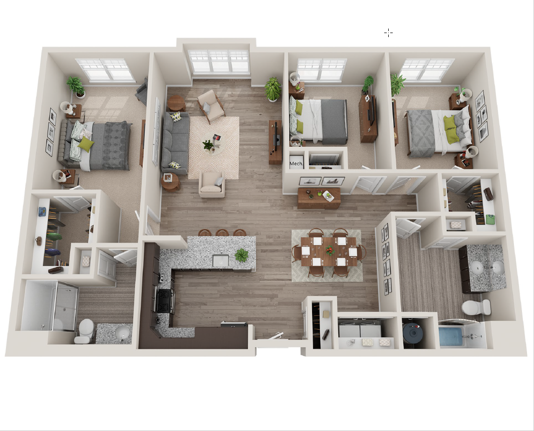 3Bed 2Bath-A at Axis at Lakeshore Apartments, Bridgewater, MA