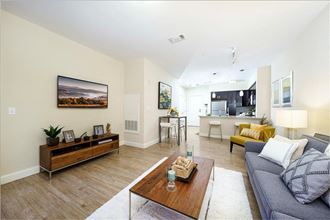 a living room with a couch and a coffee table