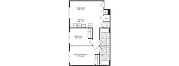 762 Square-Feet Degree 2 Bedroom Floorplan at Fahrenheit Apartments, Washington, 20011
