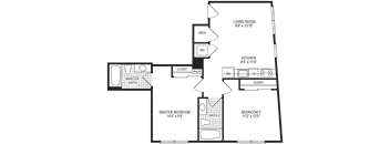 742 Square-Feet Spark 2 Bedroom Floorplan at Fahrenheit Apartments, Washington, DC