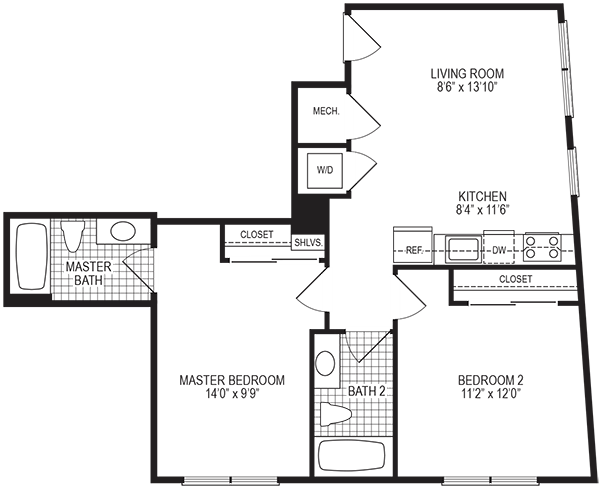 Spark 2 Bedroom Floorplan Spark 2 Bedroom Floorplan