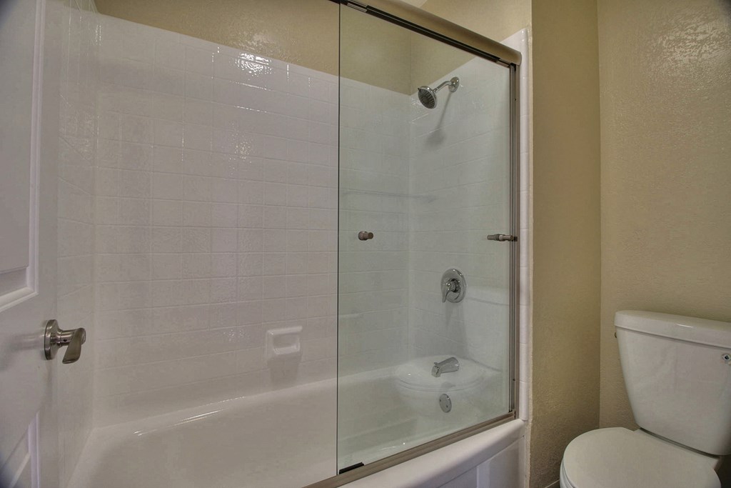 Glass-Enclosed Showers at 720 North Apartments, Sunnyvale, California