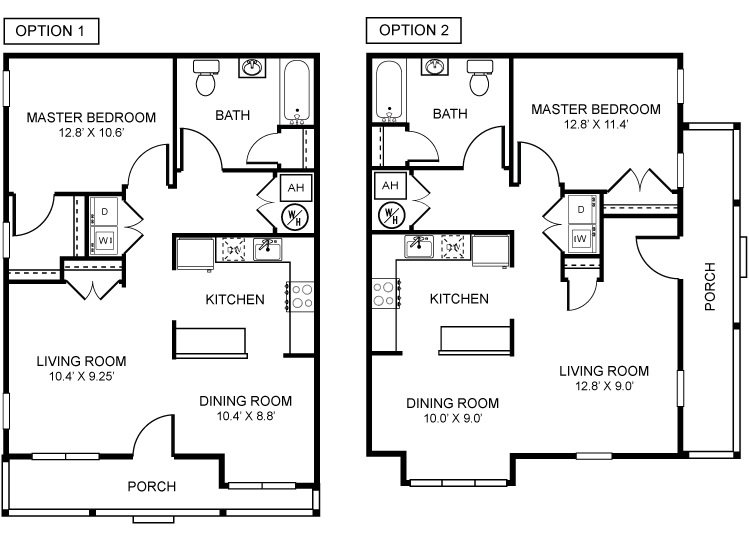 1 Bed 1 Bath Floor Plan 1
