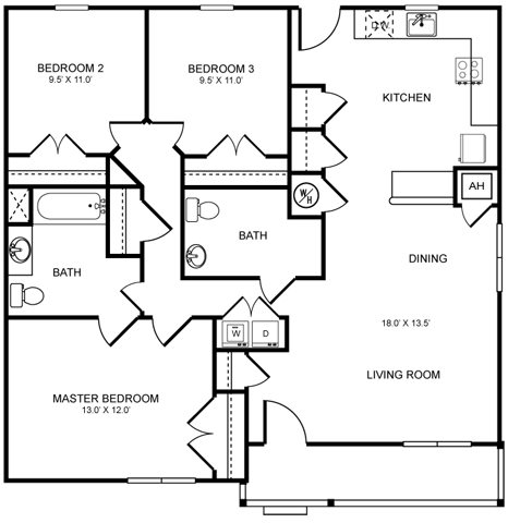 3 Bed 2 Bath Floor Plan 4