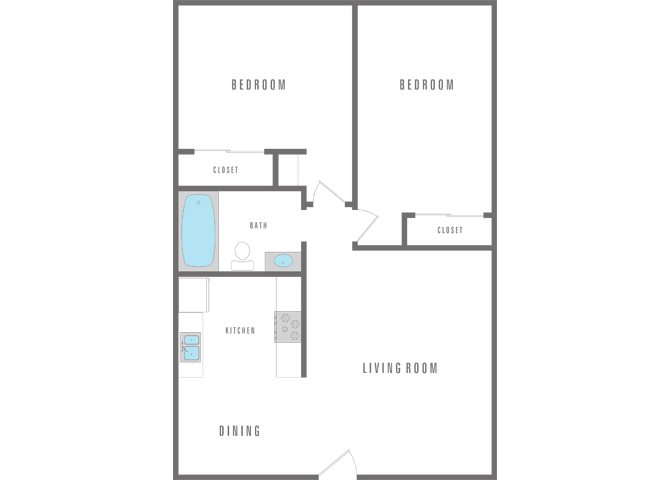 2 Bedroom 1 Bath Floor Plan 2