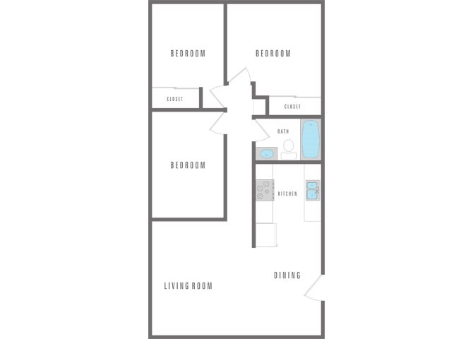 3 Bedroom 1 Bath Floor Plan 4