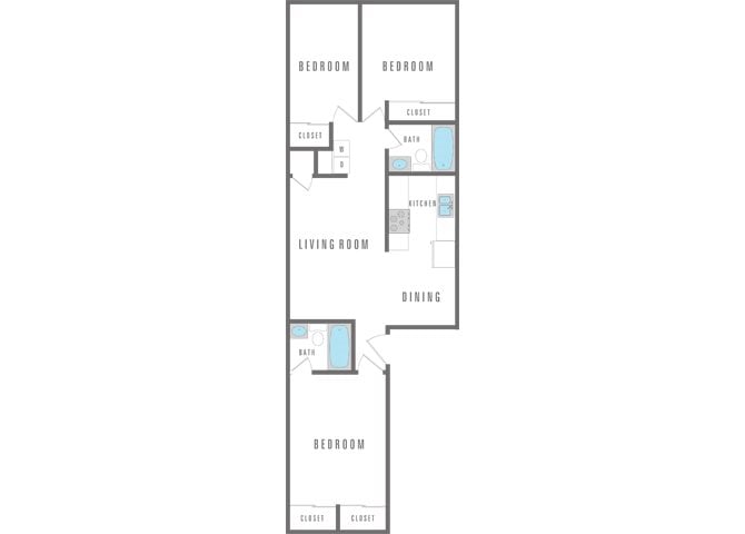 3 Bedroom 2 Bath Floor Plan 5