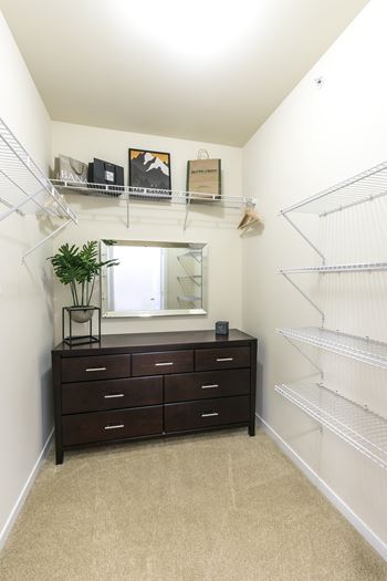 Expansive Closet with Open Air Shelving at Aventura at Forest Park, Missouri