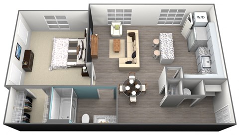 1Bedroom 1Bath - A2 Floorplan at Aventura at Forest Park, Missouri
